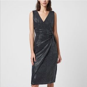 AllSaints Allegra Wrap Shimmer Dress